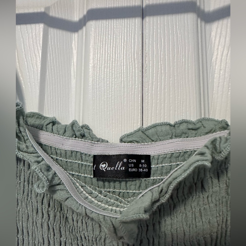 Light Sage Green Ruffled Mini Dress - Picture 2 of 3